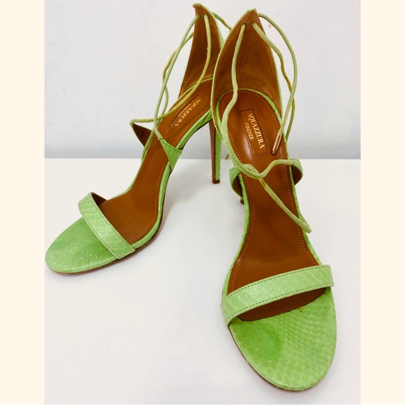 Aquazzura Linda Sandal 37.5 Lime Green - Picture 4 of 5